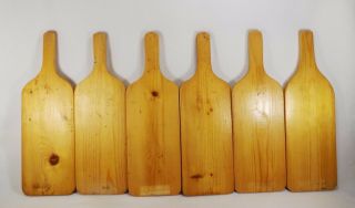 Vintage Set of 6 Large Handled Wooden Wood Candy Serving Paddles 17 