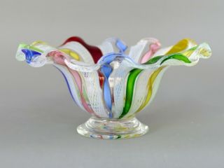 Fine Vintage Murano Colourful Glass Lattice Bowl