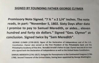 1802 Letter Signed By Declaration Of Independence Signer George Clymer Als Pa