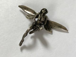 Vintage Silver Winged Fairy Pendant Lavalier.  1 1/2” X 1 1/4”.