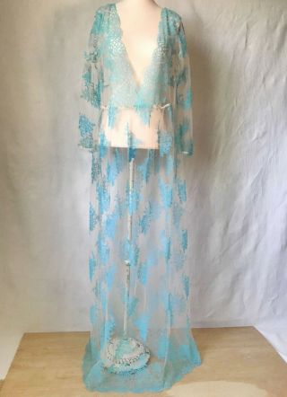 Vintage Flocked Fabric Sheer Dress 1960s - 1970s