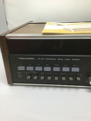 Realistic STA - 180 PROFESSIONAL AM FM Monster Stereo Receiver - good 2