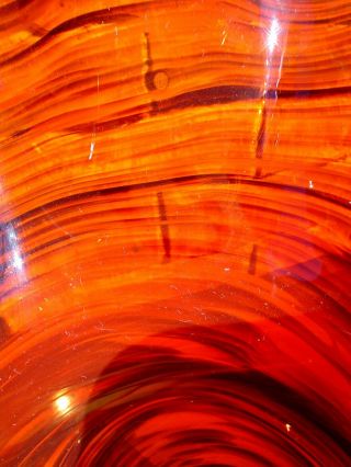 Vintage Murano Art Glass Vase Brick Red with Swirls 6