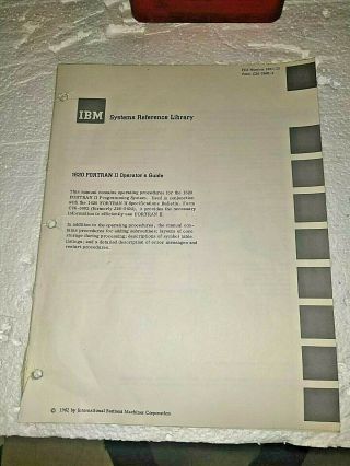 Ibm 1620 Fortran Ii Operators Guide 1962 Vintage Computer