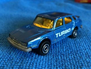 Vintage Majorette No.  284 Blue Saab Turbo 1:62 Scale Diecast Car Made In France
