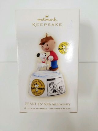 2009 Peanuts 60th Anniversary Hallmark Snoopy Ornament Vintage Look