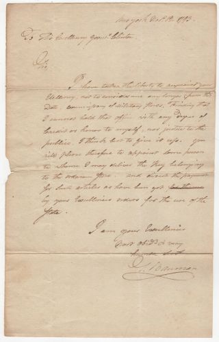 [als] Revolutionary War Officer Sebastian Bauman To York Gov.  Clinton.  1793
