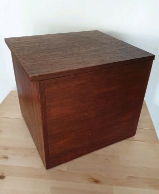 Vintage Retro 60 ' s Handmade Wooden Vinyl record Storage Box for 100 LPS 2