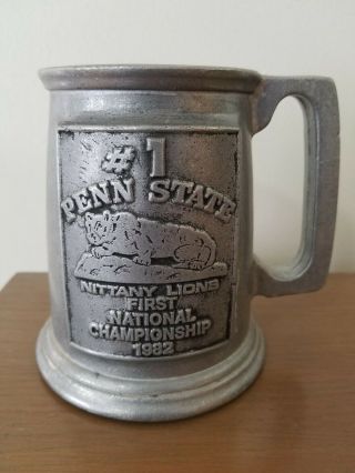 Vintage Limited Edition 1982 Penn State Psu Championship Metal Mug - Joe Paterno
