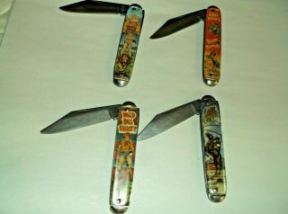 Usa Novelty Knife Company Vintage Pocket Knife Set Of 4