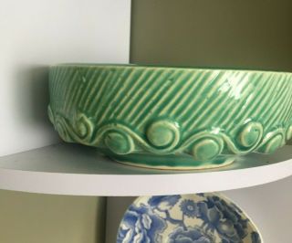 Vintage 1940 ' s McCoy Pottery USA TURQUOISE Green Glazed Round 7  Planter BOWL 5