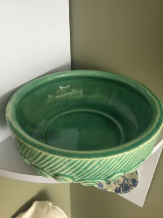 Vintage 1940 ' s McCoy Pottery USA TURQUOISE Green Glazed Round 7  Planter BOWL 6