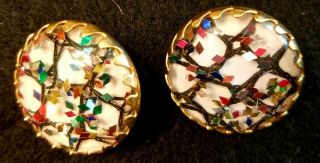Vintage Sarah Coventry Confetti Button Clip On Earrings 1950 