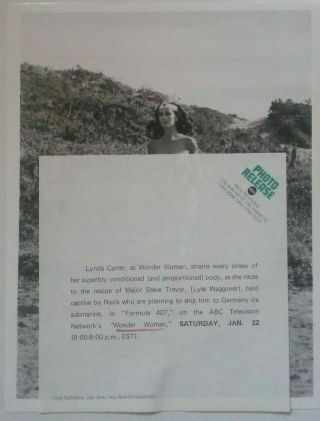 1976 Vintage Wonder Woman Press Photo Lynda Carter W/press Release