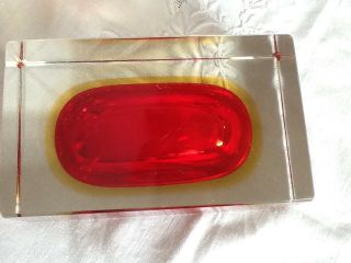 Vintage Italian Red Yellow Clear Cased Glass Bowl Murano Mid Century Glass 5