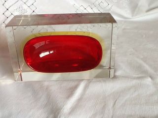 Vintage Italian Red Yellow Clear Cased Glass Bowl Murano Mid Century Glass 8