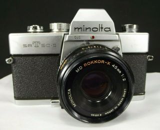 Minolta Srt Sc - Ii Slr Camera Rokkor - X 45mm 1:2 (f2) Lens Vintage Japan