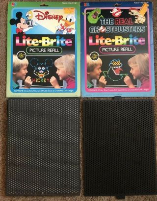 Vtg Lite Brite Unpunched Picture Refill Sheets Disney And Ghost Busters Pages
