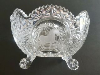 Vintage Hofbauer Crystal Unicorn Bowl Germany Lead Cut