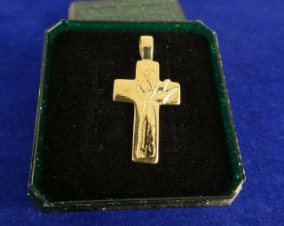 Vintage 9ct Gold Cross With Angel Keep Me Safe Pendant Gift Hm 2.  5cm 1071n