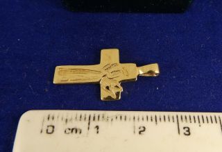 Vintage 9ct Gold Cross with ANGEL KEEP ME SAFE Pendant Gift Hm 2.  5cm 1071n 4