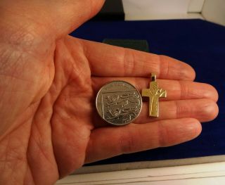 Vintage 9ct Gold Cross with ANGEL KEEP ME SAFE Pendant Gift Hm 2.  5cm 1071n 6