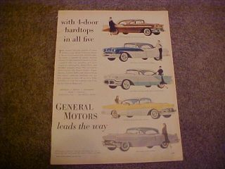 1956 Gm Chevy,  Pontiac,  Olds,  Buick,  Cadillac Large Color Vintage Ad - 56