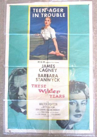 Vintage 1956 These Wilder Years One Sheet Movie Poster James Cagney