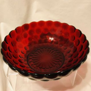 Vintage Anchor Hocking Royal Ruby Red 8 " Bubble Glass Vegetable Serving Bowl