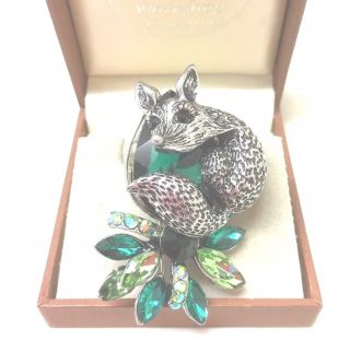 Vintage Jewellery Fabulous Adorable Fox & Rhinestone Figural Brooch Pin
