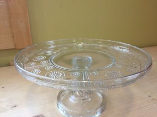 Vintage Clear Pressed Glass Cake Stand Eapg 9 Inch Diameter