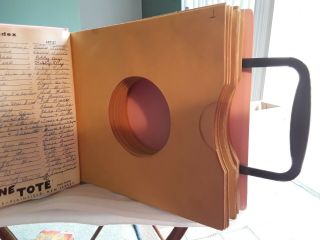 Vtg 1950s Ponytail TUNE TOTE Case 45 RPM Vinyl Record HOLDER - Pink w/Org.  Index 5