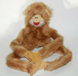 Monkey Ape Plush Hand Puppet 36 " Long Wrap Around Furry Huggems Vintage