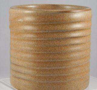 Frankoma Pottery Vase Canister 272 Brown Satin Ringed Vintage
