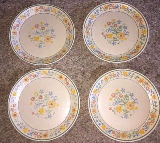 Set Of 4 Vintage Temper - Ware By Lenox Quakertown 10 " Dinner Plates Floral