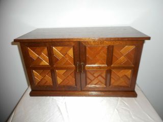 Mid - Century Vintage 12 - Drawer Solid Wood Large Jewelry Chest -