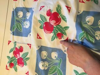 Vintage Blue,  Pink,  White & Green Cherry Fruit Print Tablecloth 2