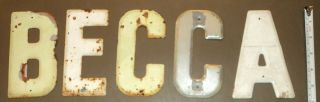 5 Vintage 5.  5 " Industrial Metal Cast Aluminum Letters Becca B E C C A 1940 