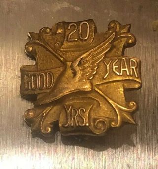 Vintage Estate 10k Yellow Gold Goodyear 20 Year Service Pin 3.  2 Grams