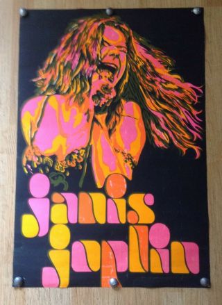 Janis Joplin Vintage Black Light Poster 22 " X 38 "