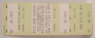 The Police / Sting - Vintage 1983 Whole Concert Ticket