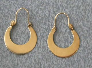 Vintage 14k Gold Flat Hoop Earrings/scrap Or Wear
