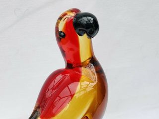 Vintage Murano/venetian Glass Parrot Red & Yellow 9 3/4” Tall