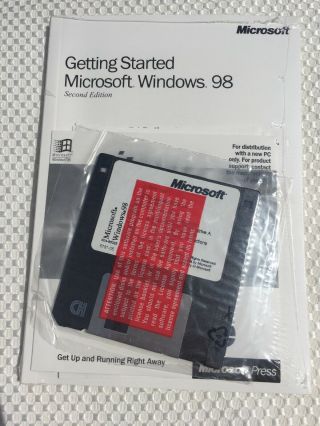 Getting Started Microsoft Windows 98 Second Edition Cd Floppy W/key