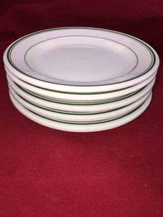 5 Vintage Trenle Blake Homer Laughlin Restaurant Bread Plate Green Stripe 6.  25”