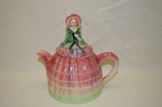 Vintage Southern Belle Lady Crinoline Dress Teapot Hand Painted
