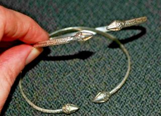 Pair Vintage Sterling Silver Slave Bracelets Manilla Open Cuff Style 21g Total