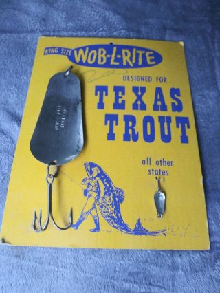 Vintage Wob - L - Rite Texas Trout Fishing Lure Oversize 9 In Counter Store Display