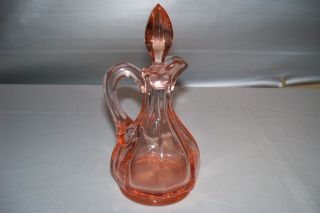 Vintage United States Glass Company Pink Glass Cruet & Stopper -