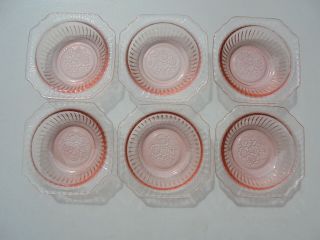 6 Vintage Mayfair Pink Depression Glass Cereal Bowls 5 1/2 "